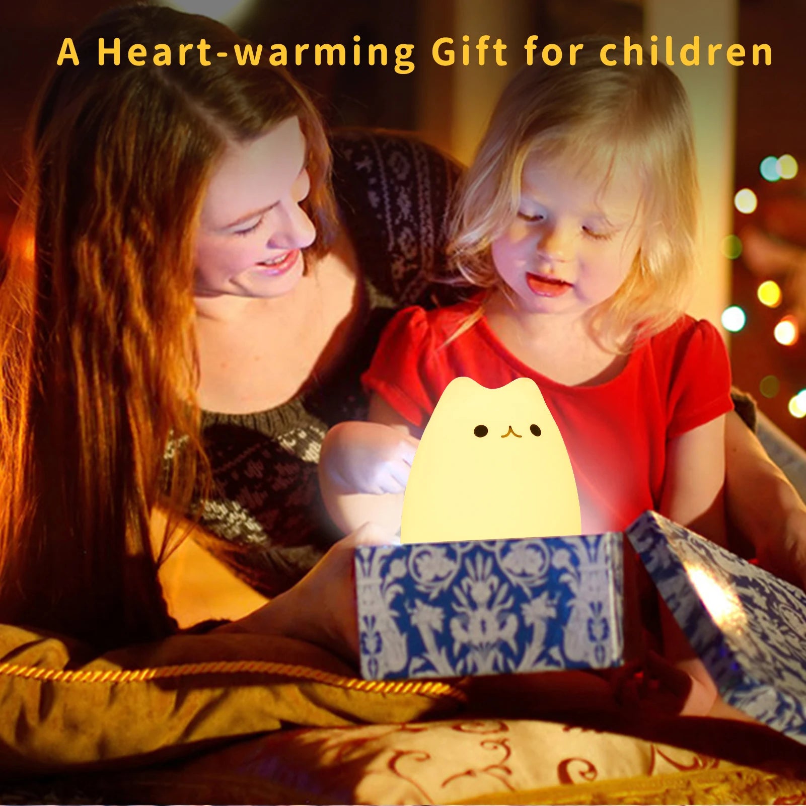 Cute Silicone LED Night Light for Baby Kids Children Bedroom Touch Sensor Remote Cat Lamp Decoration Room Decor Holiday Gift Toy